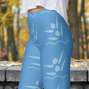 Fet Blue Womens Synchronized Swimming Mönster Leggings