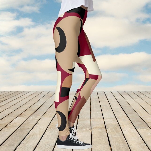 Fet bränd Orange Färg Abstrakt Mönster Leggings (Bold Burnt Orange Colorful Abstract Pattern Leggings)
