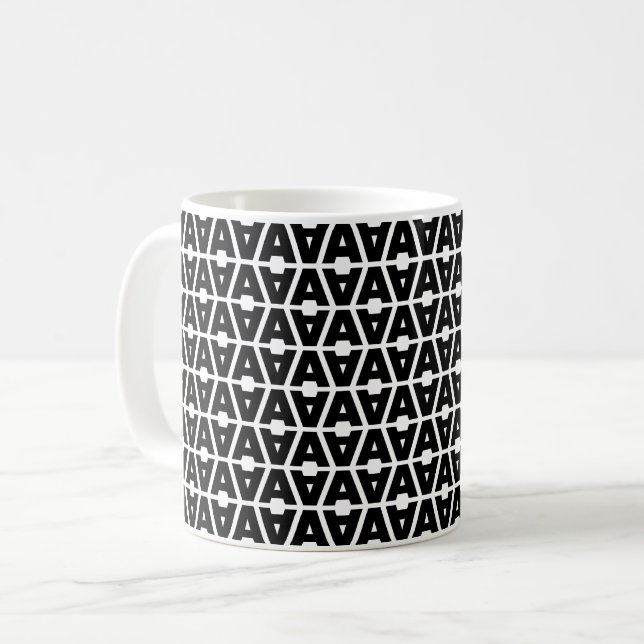 Fet Brev A Mönster Alphabet Kaffemugg (Framsida vänster)