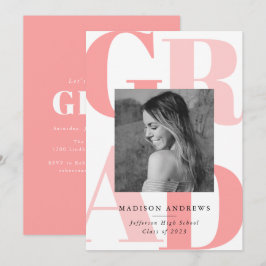 Fet Brev Coral | Foto-Studentfest Inbjudningar