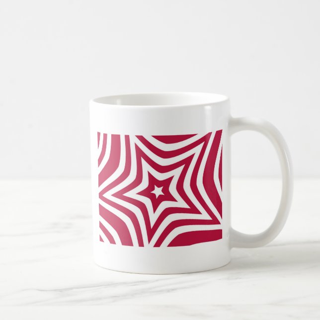 Fet & Bright Red & White Star i en Vector Mönster Kaffemugg (Höger)