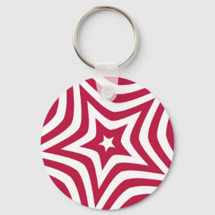 Fet & Bright Red & White Star i en Vector Mönster Nyckelring