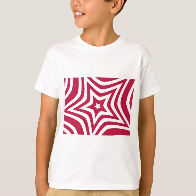 Fet & Bright Red & White Star i en Vector Mönster T-shirt (Framsida)