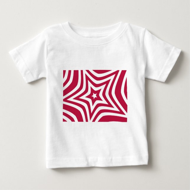 Fet & Bright Red & White Star i en Vector Mönster T-shirt (Framsida)