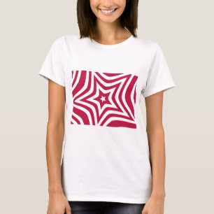 Fet & Bright Red & White Star i en Vector Mönster T-shirt