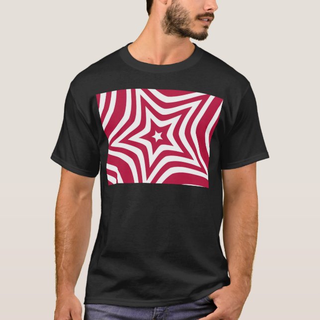 Fet & Bright Red & White Star i en Vector Mönster Tee Shirt (Framsida)