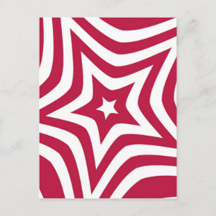 Fet & Bright Red & White Star i en Vector Mönster Vykort