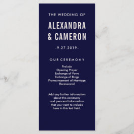 Fet Bröllop | Program för marinblå och text