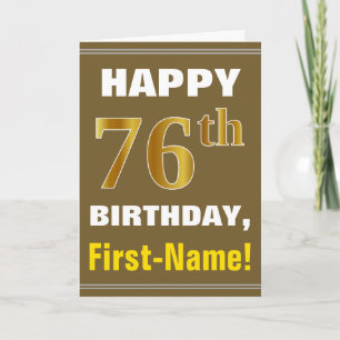 Fet, Brun, Falsk Guld 76-årsdag med Namnkort Kort