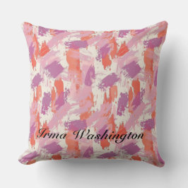 Fet Brushstrokes Stänk i koral Rosa 2 Kudde