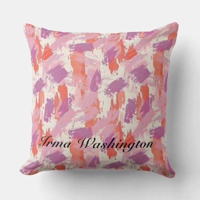 Fet Brushstrokes Stänk i koral Rosa 2 Kudde (Framsida)