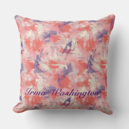 Fet Brushstrokes Stänk i koral Rosa 3 Kudde