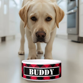 Fet Buffalo Röd Svart Rutigt Mönster Namn Hund