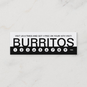 Fet BURRITOS-kundlojalitet Lojalitetskort