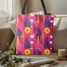 Fet Cactus och Sunburst Hälsa Tote Bag Tygkasse