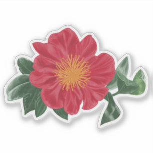Fet Camellia-Blommar med Löv Sticker Klistermärken