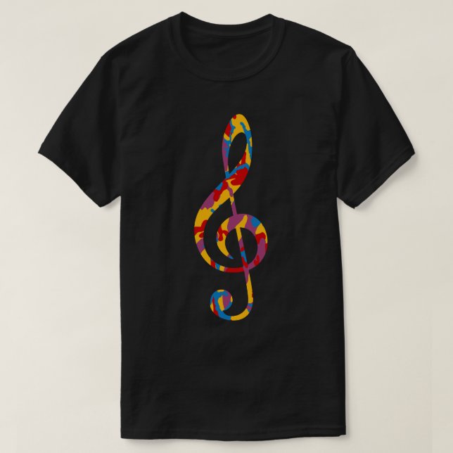 Fet camouflagemönster Diskantnyckel T Shirt (Design framsida)