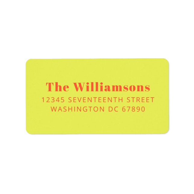 Fet Chartreuse Orange Typografi Returadress Adressetikett (Framsidan)