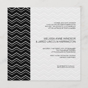 Fet Chevron Black och White Modern och prisvärd Inbjudningar