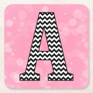 Fet Chevron Brev A om Bubblegum Rosa Underlägg Papper Kvadrat