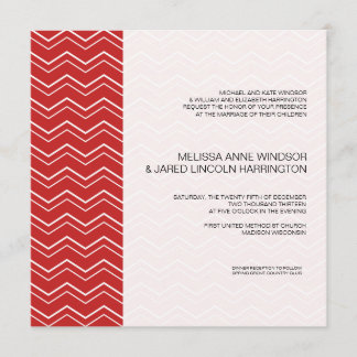 Fet Chevron Rand Red Modern till överkomligt pris Inbjudningar