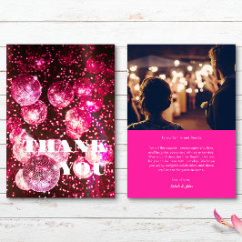 Fet Chic Het Rosa Glitter Retro Disco Boll Foto Tack Kort