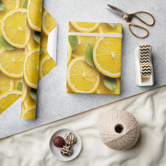 Fet Citron Skiva Glansigt Presentpapper (Hantverk)