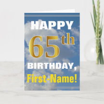Fet, Cloudy Himlar, Faux Guld 65e Birthday + Namn