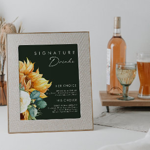 Fet Country Sunflower Mörkgröna signaturdrycker Poster