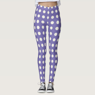 Fet Creamy White Polka dots på Lila Leggings