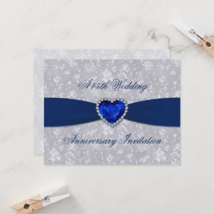 Fet Damask 45-årsjubileum 4,25x5,5 Inbjudan