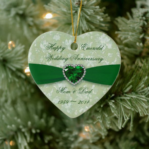 Fet Damask 55-årsjubileum Heart Photo Ornament