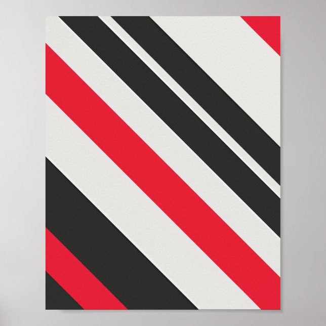 Fet diagonal Rand i rött, svart och vitt Poster (Framsidan)