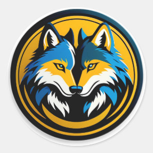 Fet Djärv Varglogotyp Cirkel Emblem Runt Klistermärke