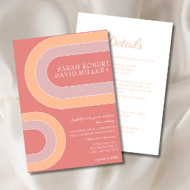 Fet Elegant Arch Peach Bröllop Inbjudningar