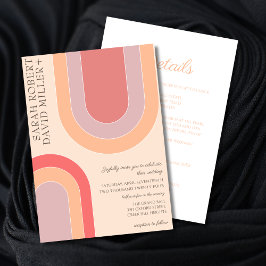 Fet Elegant Arch Peach Bröllop Inbjudningar
