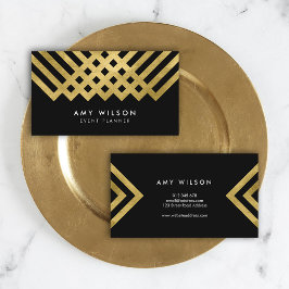 Fet Elegant Black Faux Guld Geometric Visitkort