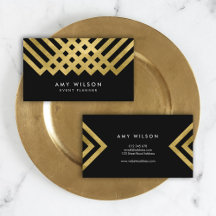 Fet Elegant Black Faux Guld Geometric