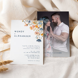 Fet Elegant Blommigt Bröllop Photo Inbjudningar