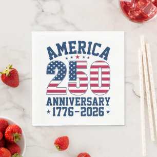 Fet Enkel Amerika 250-årsjubileum Rött och Blått Pappersservett