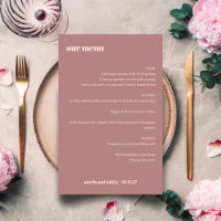 Fet enkel Dusty Ro Simple Personligt bröllp Menu