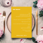 Fet enkel Gult, enkel meny Personligt bröllp<br><div class="desc">Cute Fet Minimalist Modern Gult Retro Enkel Personligt bröllp-meny</div>