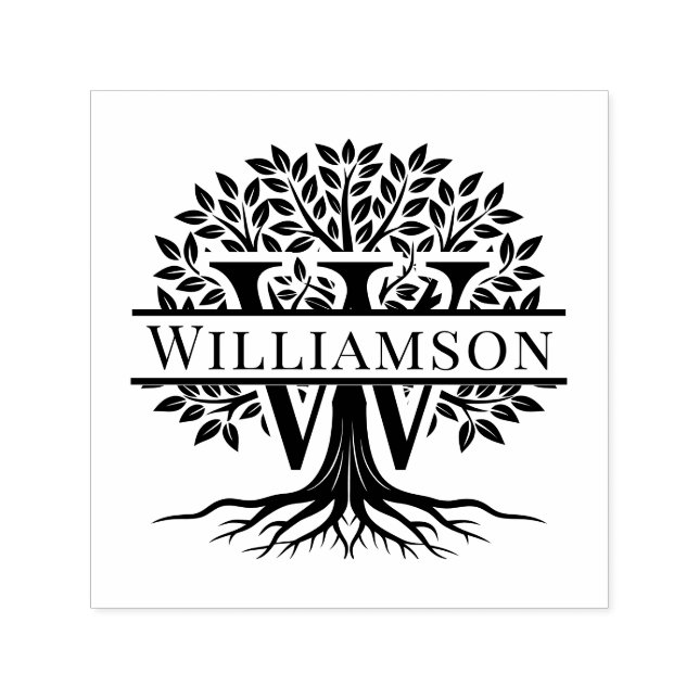 Fet enkel initial över Livets träd Namn #2 Självfärgande Stämpel (Design)