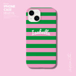 Fet enkel Personlig för Retro Rosa Grönt  i Rand<br><div class="desc">Vi presenterar vårt senaste tillägg till mobila tillbehör - det fet rosa och grönt rand iPhone 14 fodral med ett stil-teckensnitt som återger ditt namn. Fodral är perfektens blandning av stil och skydd. Det färgstarka rand ge är ett unikt och öga-fångande utseende, medan det hårda materialet behållor din mobila säker...</div>
