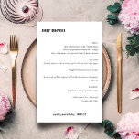 Fet, enkelt, svart, vit, enkel Personligt bröllp-m<br><div class="desc">Cute Bold Minimalist Black White Retro Simple Personligt bröllp Menu</div>