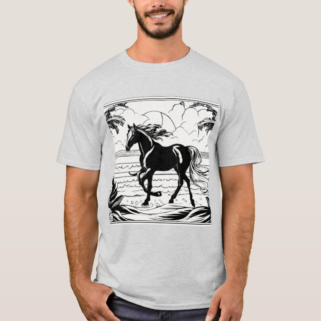 Fet Equine Bläck - Traditional Horse Tattoo Tees T Shirt (Framsida)