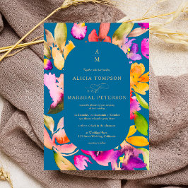 Fet fall överstorlek blommigtens vattenfärgsfoto b inbjudningar