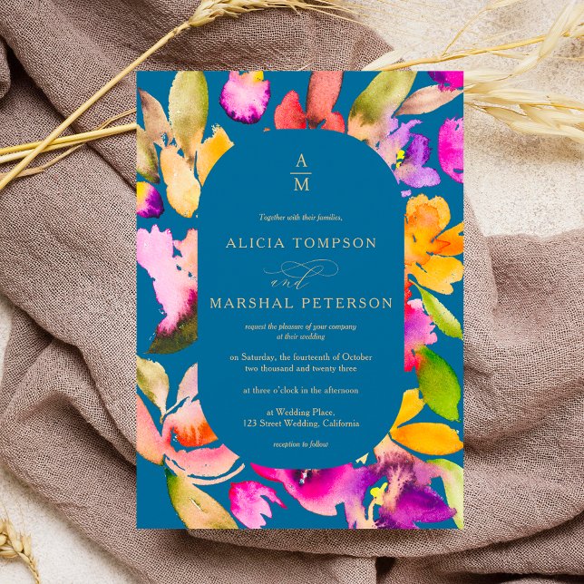 Fet fall överstorlek blommigtens vattenfärgsfoto b inbjudningar (Skapare uppladdad)