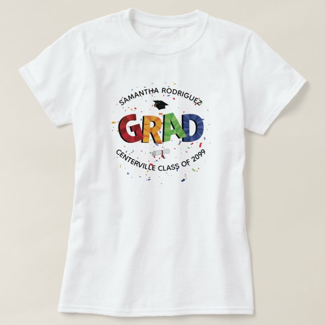 Fet Färgad Mönster Grad T Shirt (Design framsida)