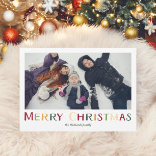 Fet färgfoto av traditionell God jul Julkort